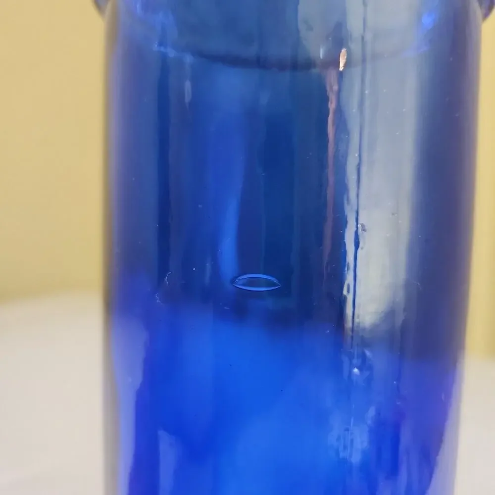 Vintage Vidrios San Miguel Cobalt Blue Glass Bottle Made in Spain 100% Recycled